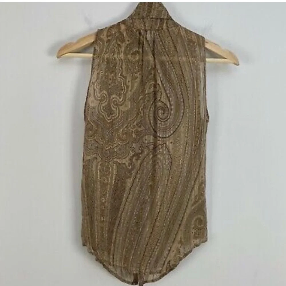 MaxMara | size 2 | 100% silk sleeveless paisley blouse in sandy neutrals EUC - Picture 8 of 8